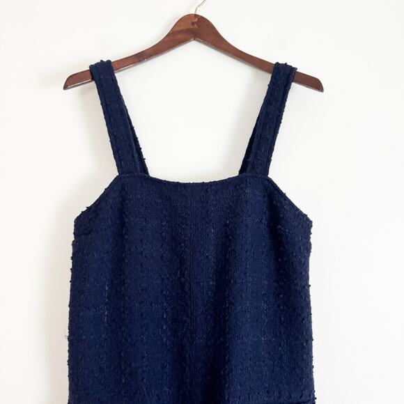 ABERCROMBIE Tweed Boucle Shift Mini Dress Navy Blue Medium M - Picture 3 of 8